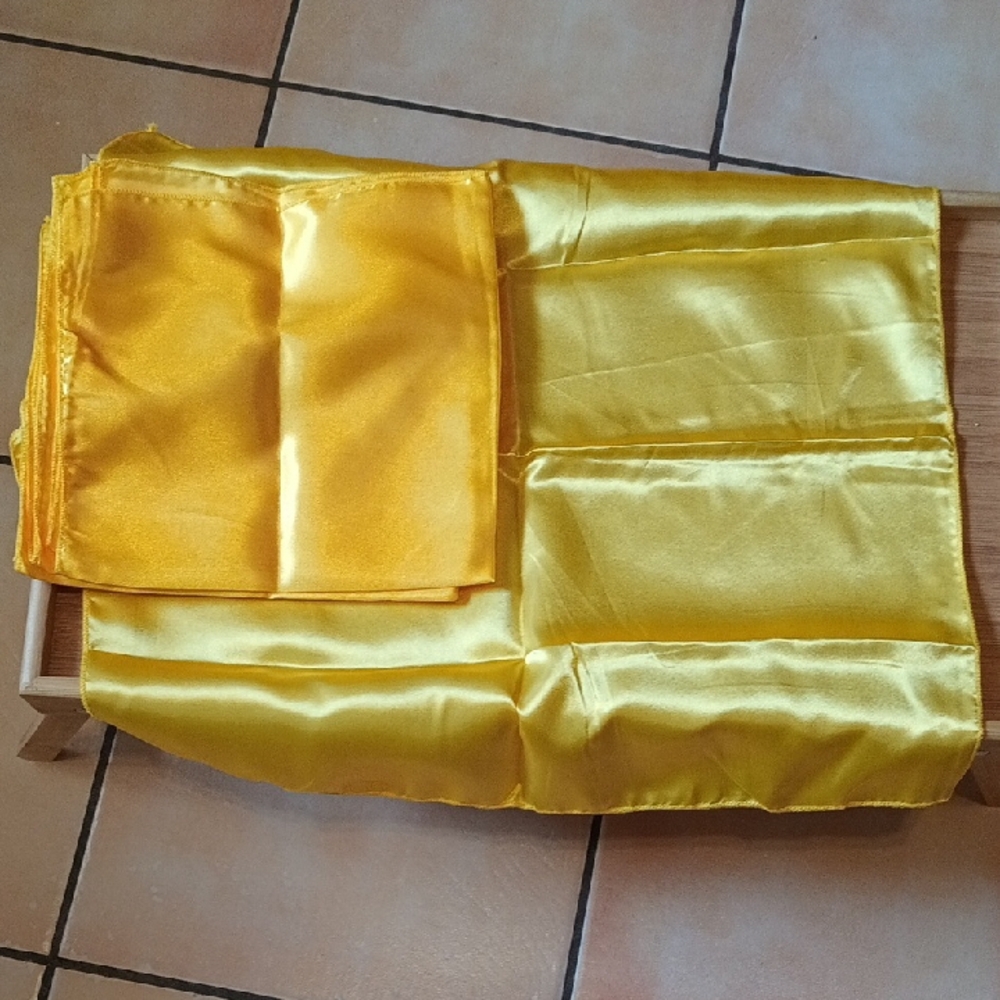 Vibrant Yellow Satin Fabric Napkins Set Of Four